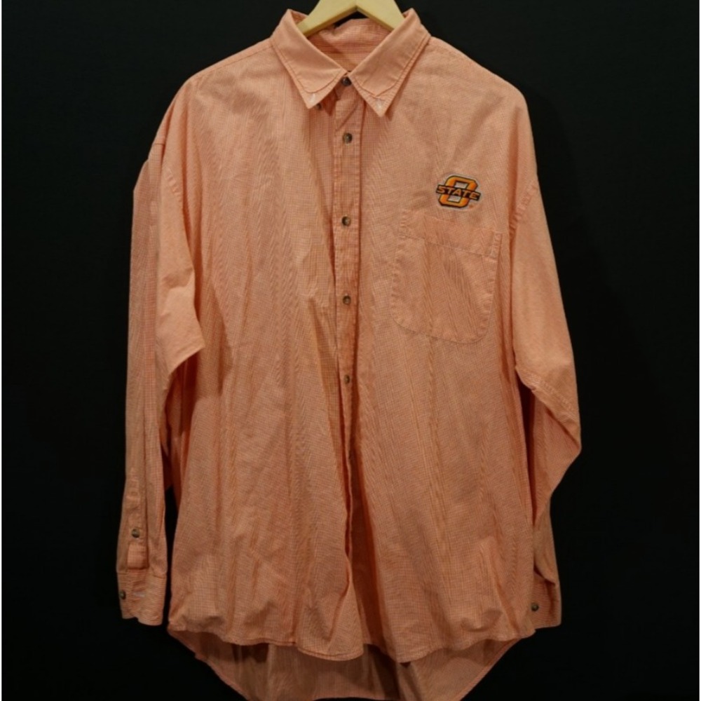 Ohio State‎ 2XL Orange Check Button Down Long Sleeve BT Player Sportswear OSU